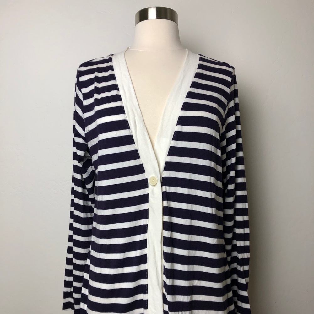 Coldwater Creek Navy Blue Striped Cardigan